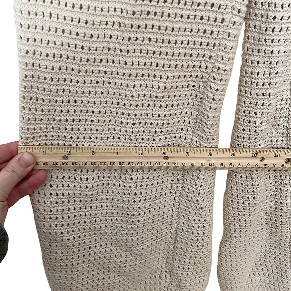 Sincerely Jules Cream Knit Wide Leg Pants Size XS 100% Cotton 27" Boho Festival - Picture 3 of 9